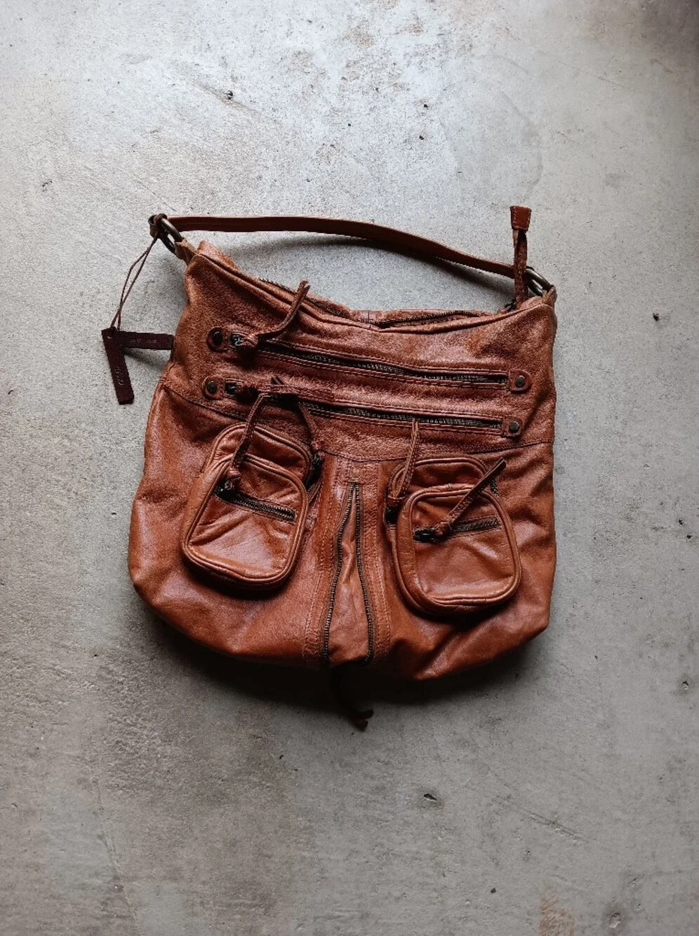 Tano LARGE LEATHER Hobo Bag, Cognac Brown Shoulder bag, Hobo bag,